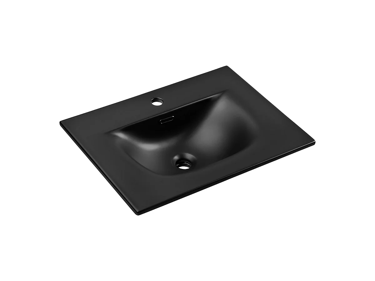 Meuble simple vasque encastrée 60cm Elora Noir et bois