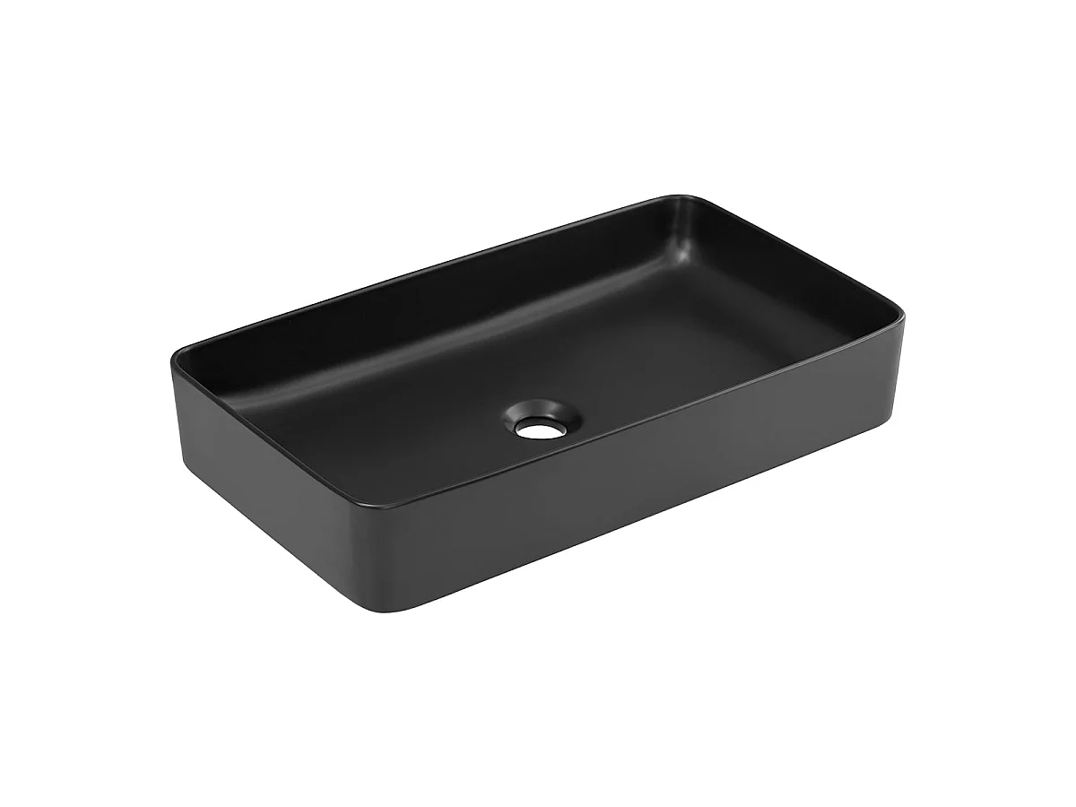 Meuble simple vasque 120cm 2 tiroirs Elora Noir et bois