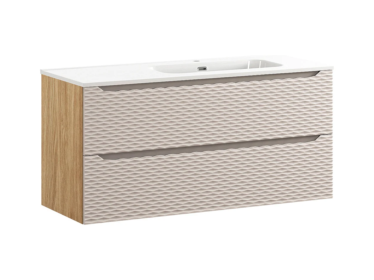 Elora Beige en houten wastafelmeubel, recht 120cm, 2 laden