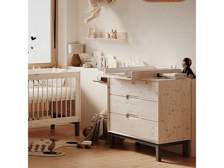 Pinio verschoontafel Country Gebleekt hout