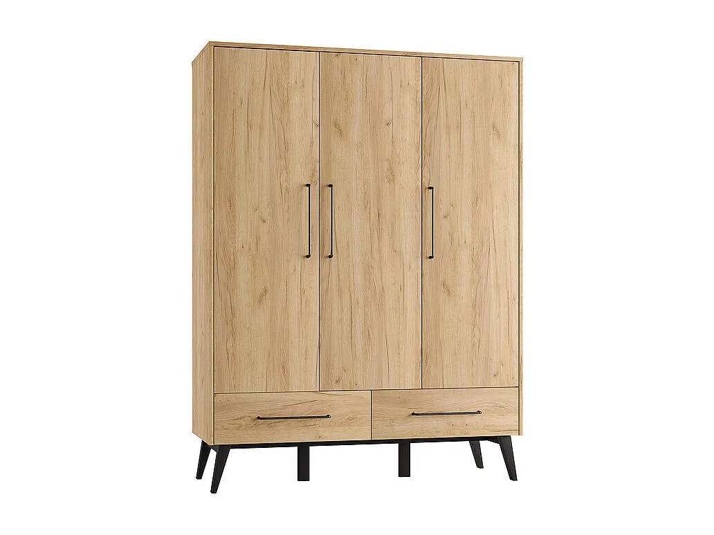 Armoire 3 portes 2 tiroirs Retro Bois