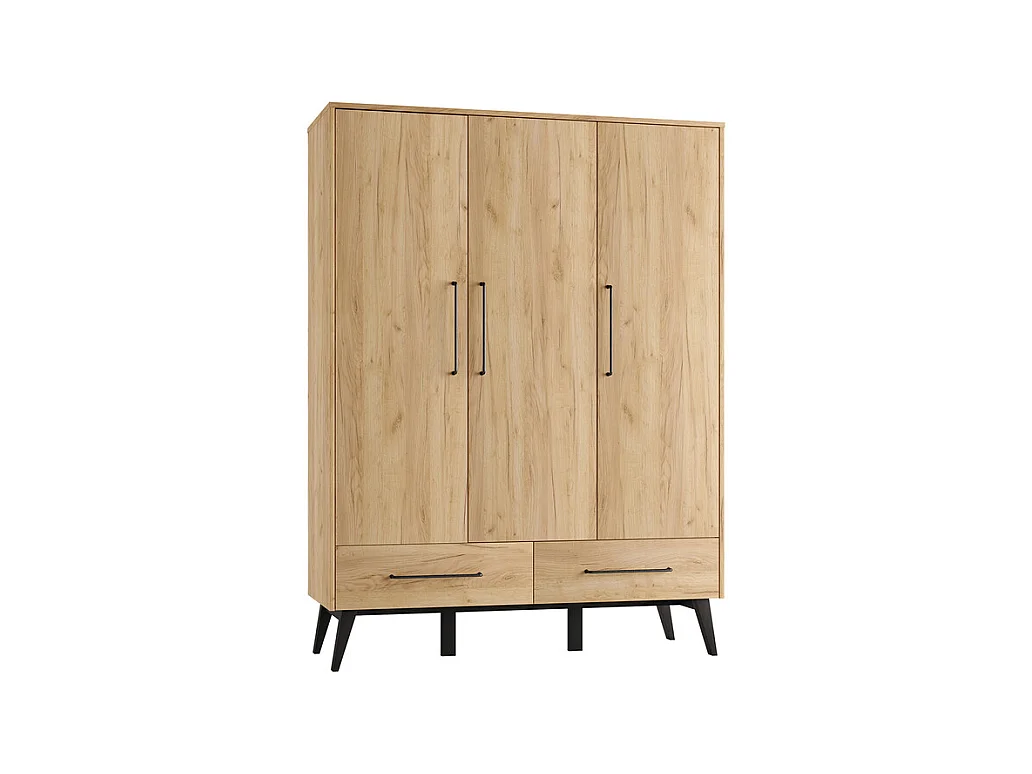 Armoire 3 portes 2 tiroirs Retro Bois