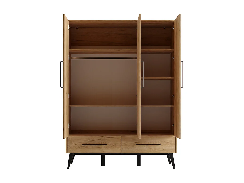 Armoire 3 portes 2 tiroirs Retro Bois