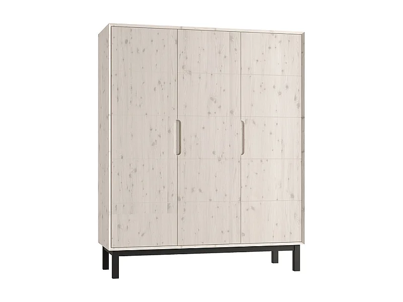 Armoire 3 portes Country Bois blanchi