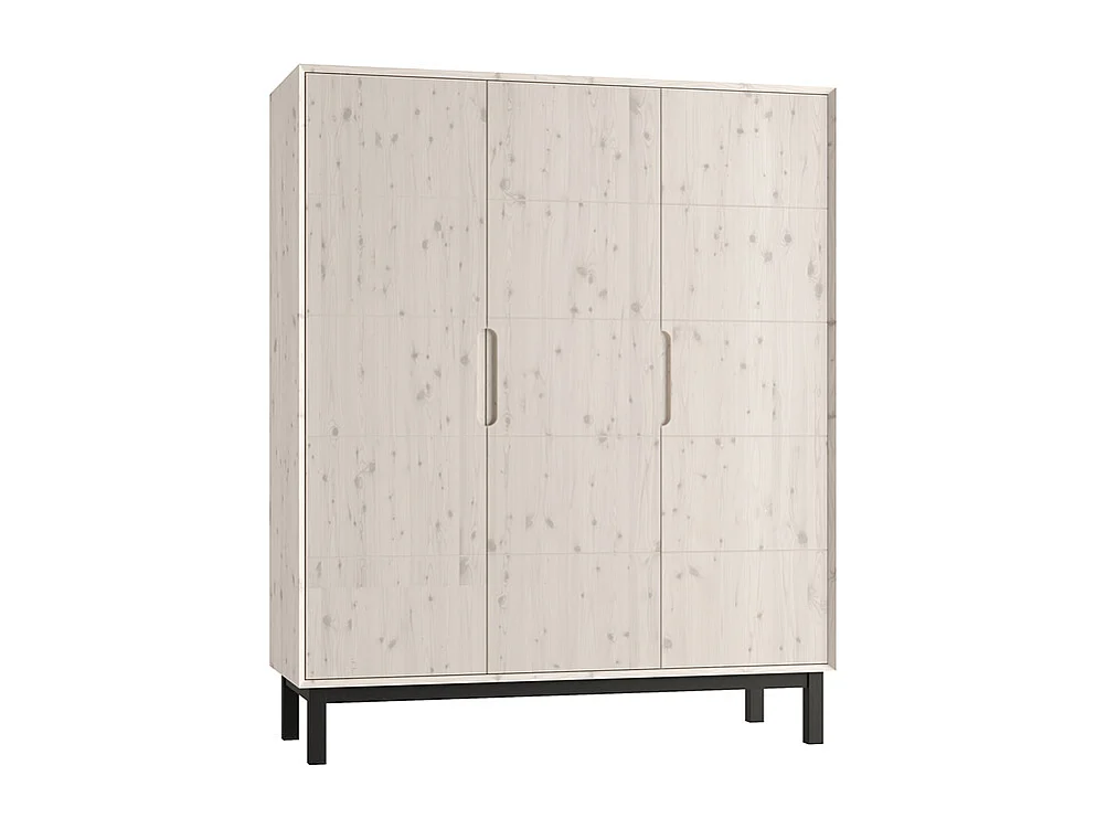 Armoire 3 portes Country Bois blanchi