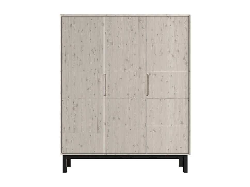 Armoire 3 portes Country Bois blanchi