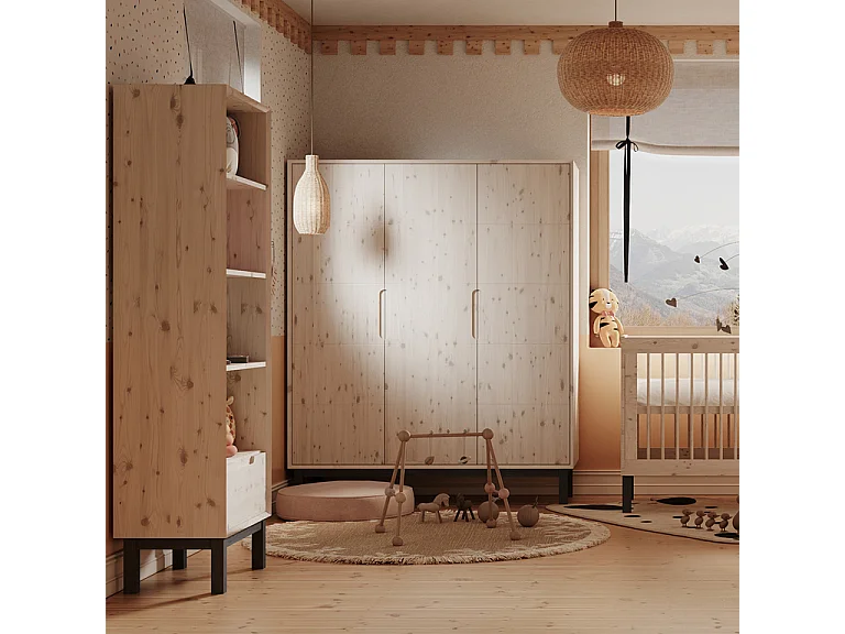 Armoire 3 portes Country Bois blanchi