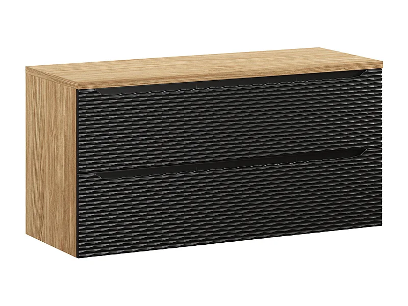 Meuble sous-vasque 120cm 2 tiroirs plan de toilette Elora Noir et bois