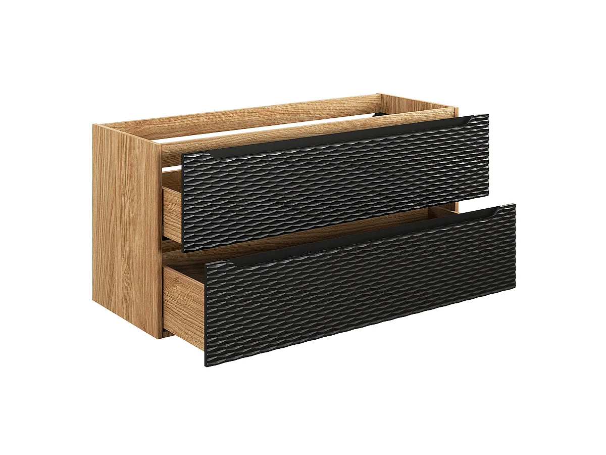 Waschtisch 120cm 2 Schubladen Waschtisch Elora Schwarz und Holz