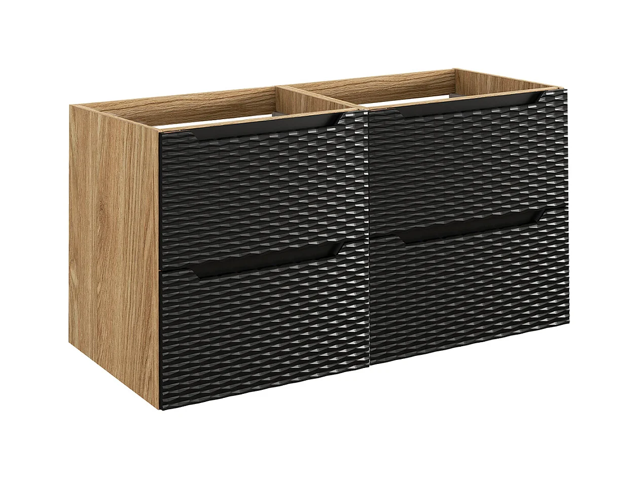 Meuble sous-vasque 120cm 4 tiroirs Elora Noir et bois