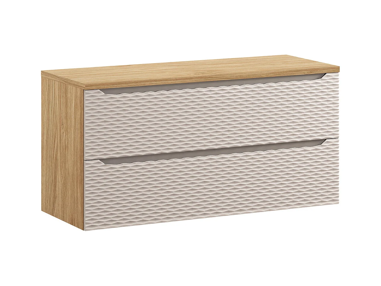 Meuble sous-vasque 120cm 2 tiroirs plan de toilette Elora Beige et bois