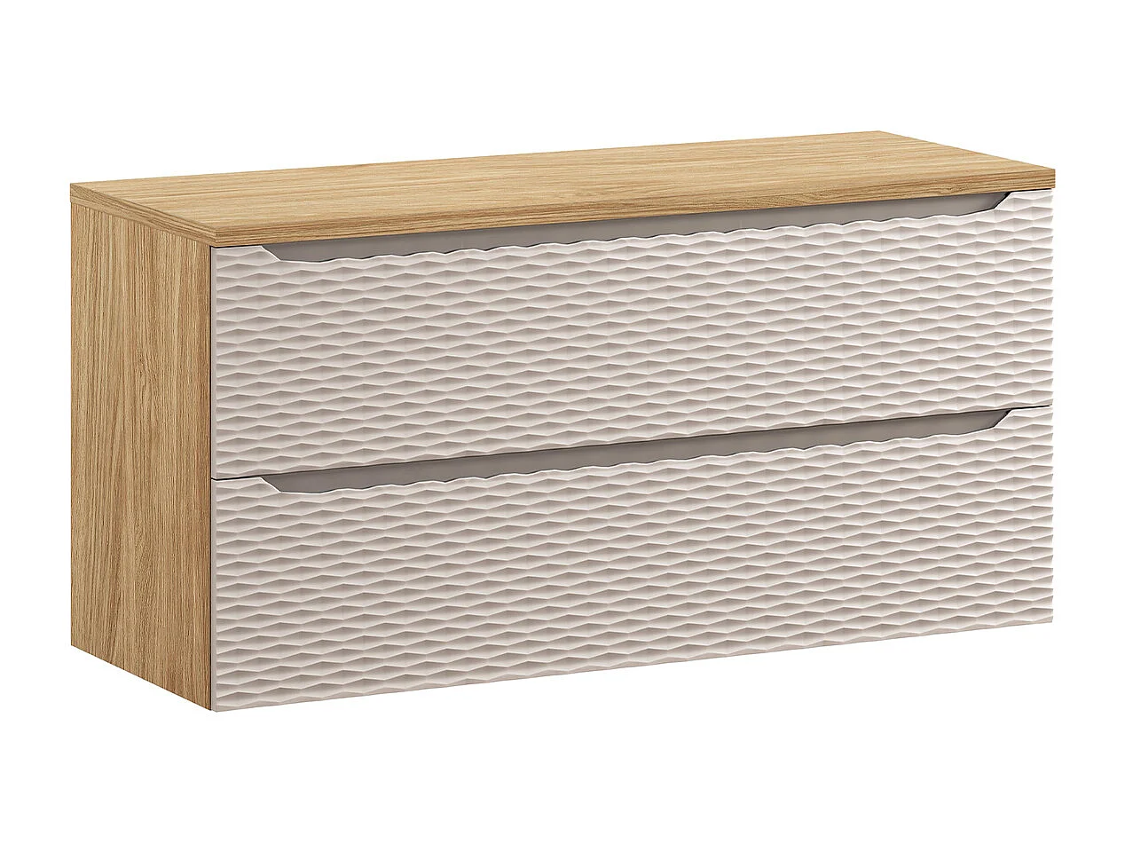Elora badmeubel beige en hout 120cm 2 laden badmeubelblad