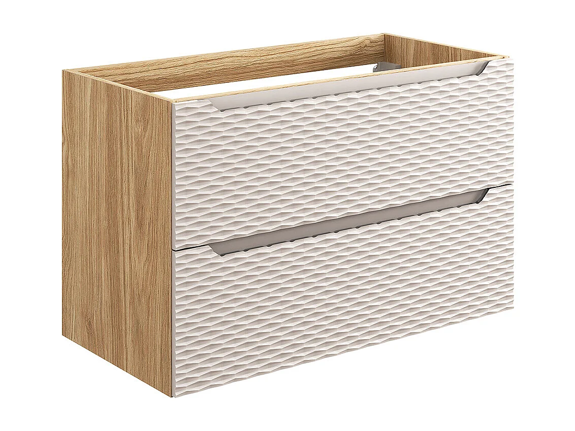 Meuble sous-vasque 90cm Elora Beige et bois