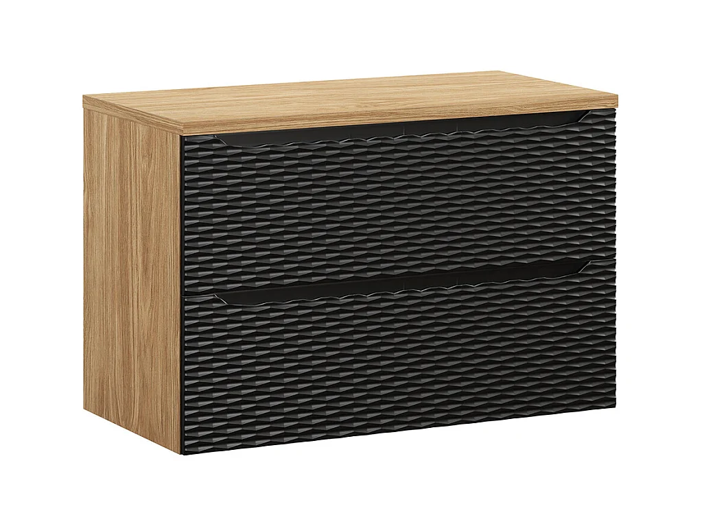 Meuble sous-vasque 90cm plan de toilette Elora Noir et bois