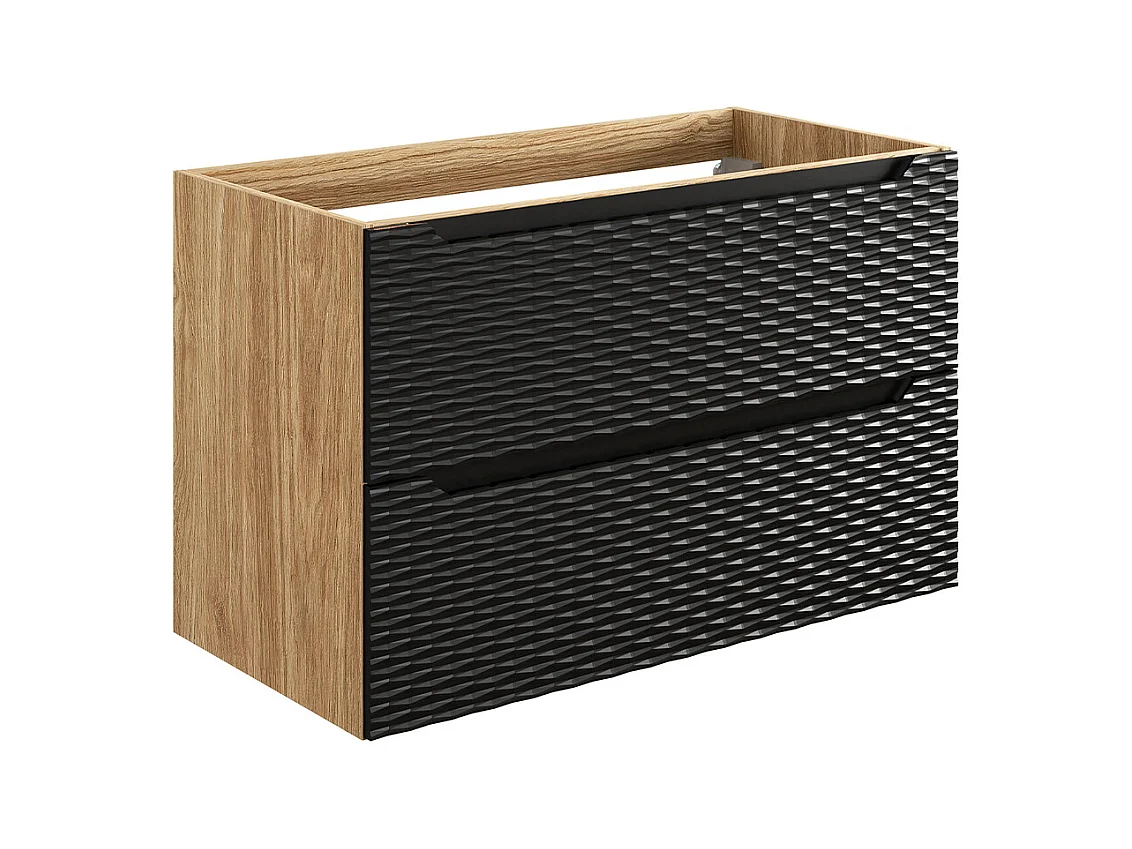 Meuble sous-vasque 90cm Elora Noir et bois