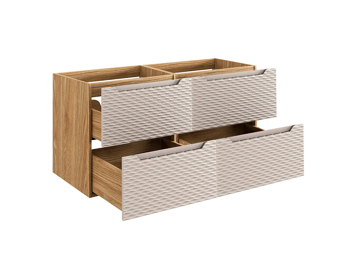 Waschtisch 120cm 4 Schubladen Waschtisch Elora Beige und Holz