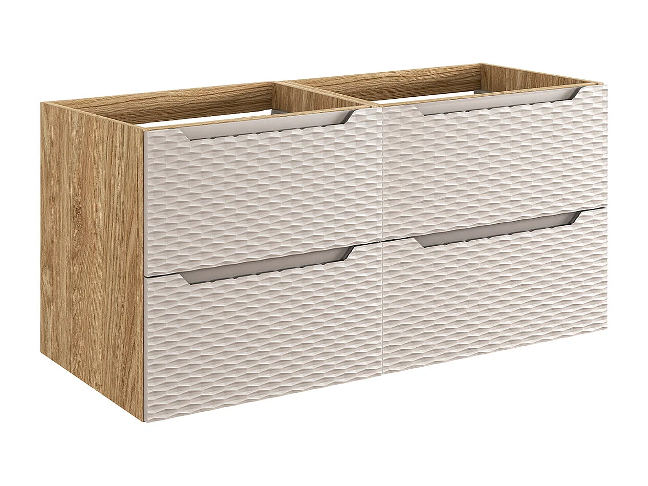 Meuble sous-vasque 120cm 4 tiroirs Elora Beige et bois