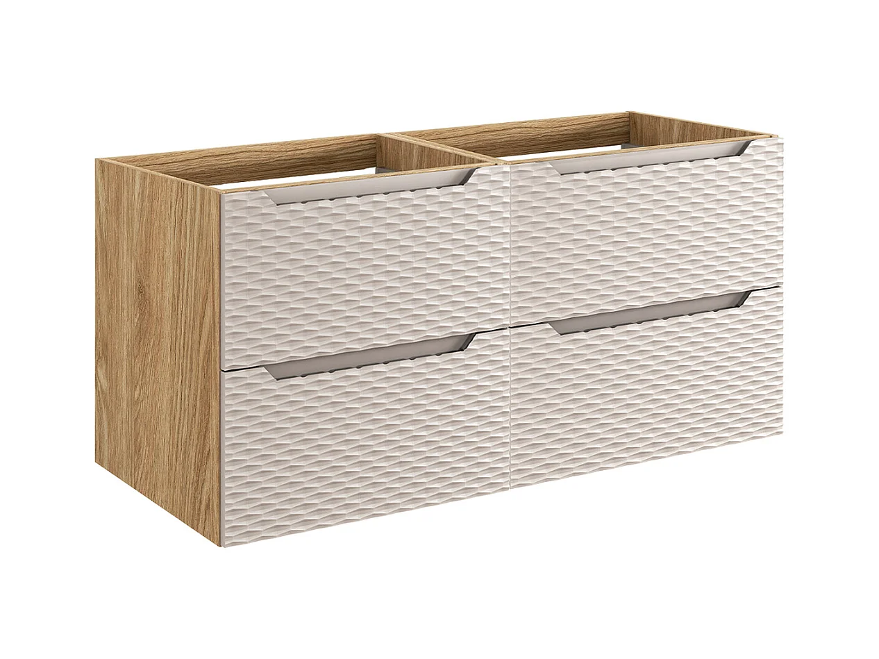 Meuble sous-vasque 120cm 4 tiroirs Elora Beige et bois