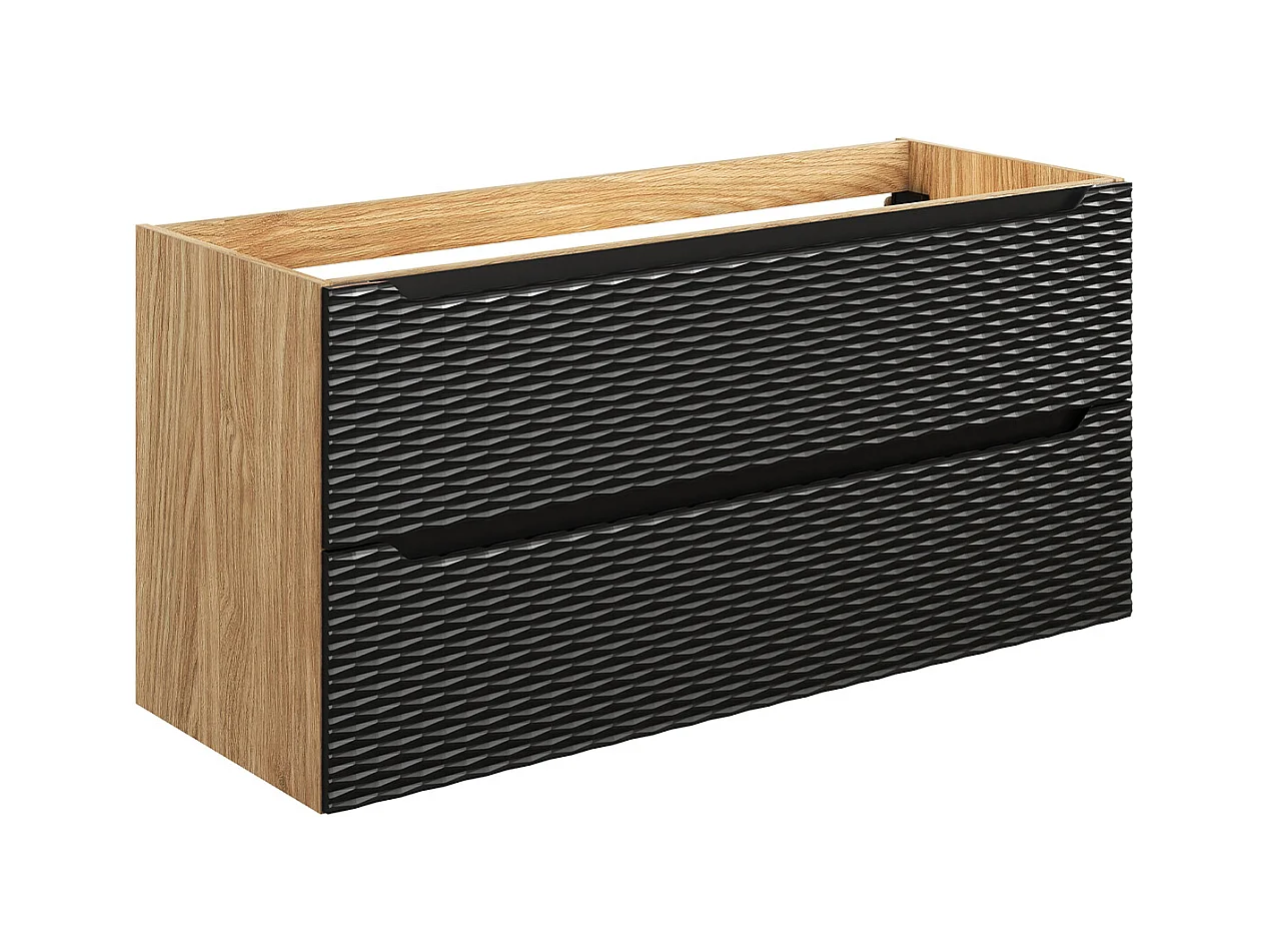 Meuble sous-vasque 120cm 2 tiroirs Elora Noir et bois