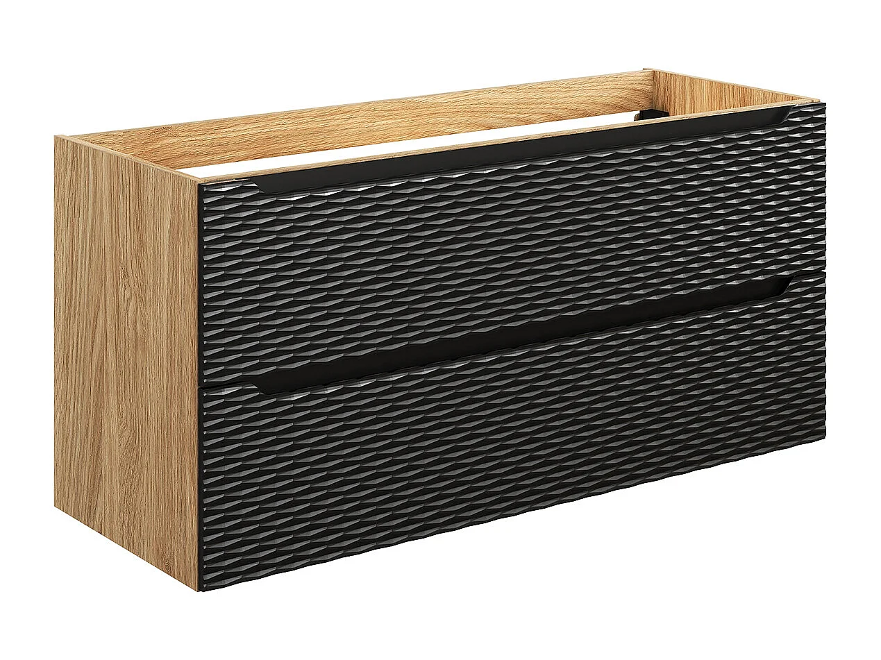 Mueble bajo lavabo 120cm 2 cajones Elora Negro y madera