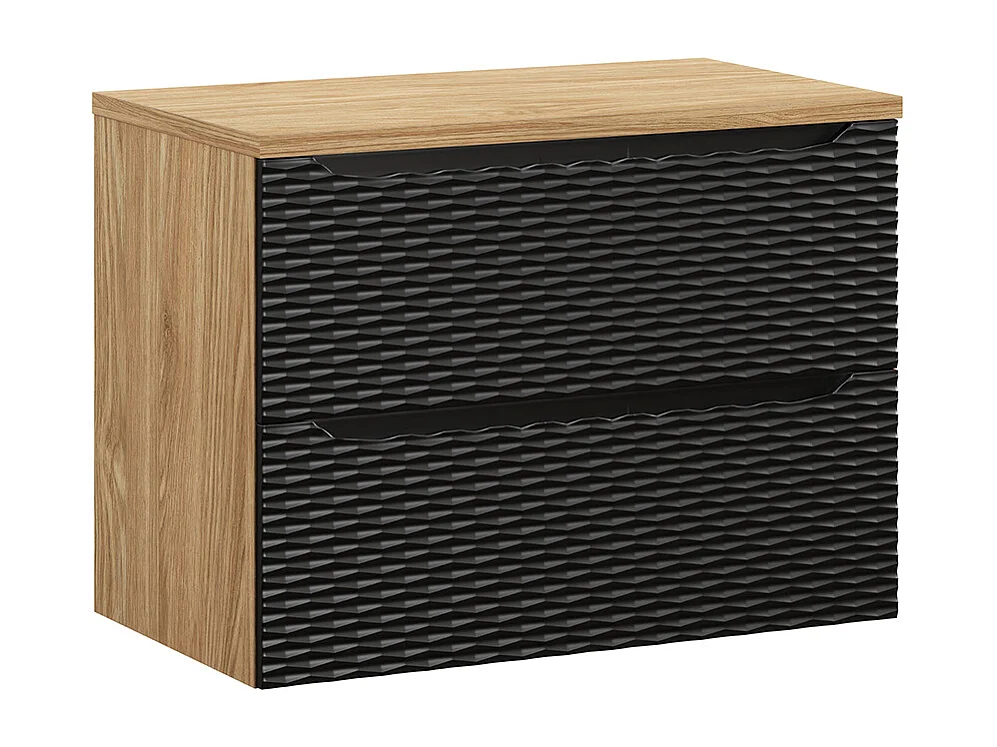 Meuble sous-vasque 80cm plan de toilette Elora Noir et bois