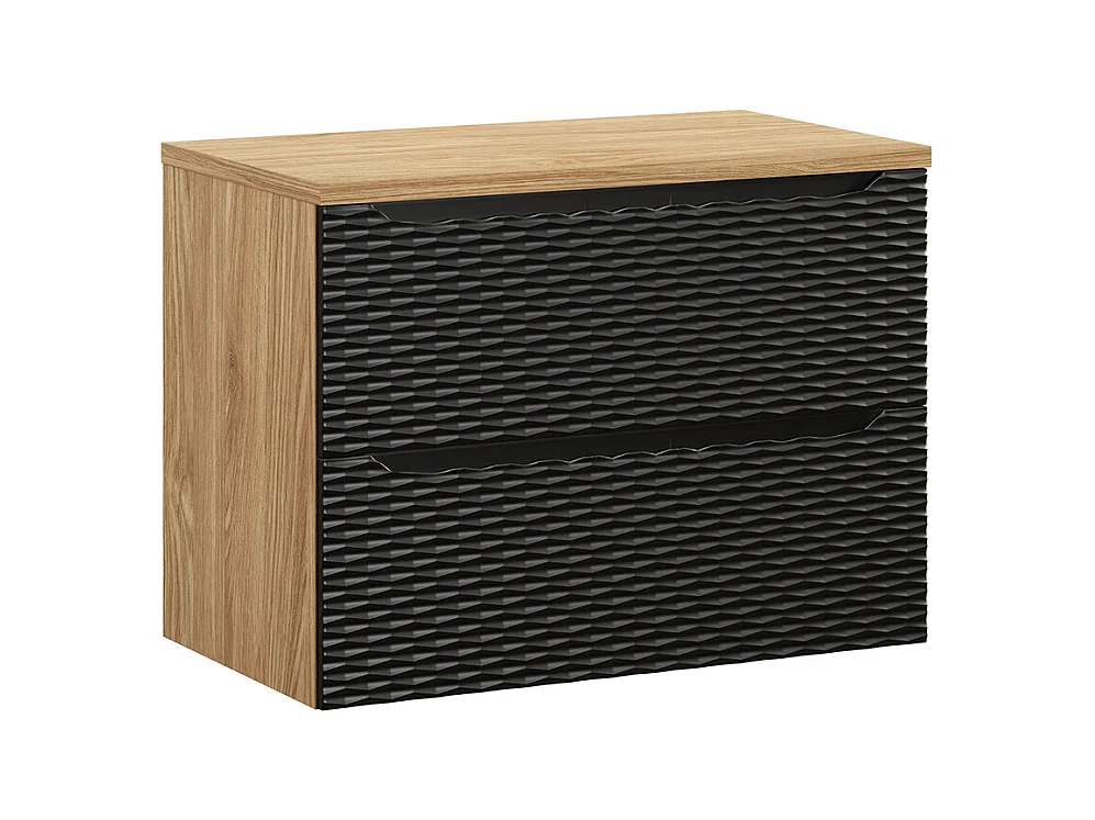 Meuble sous-vasque 80cm plan de toilette Elora Noir et bois
