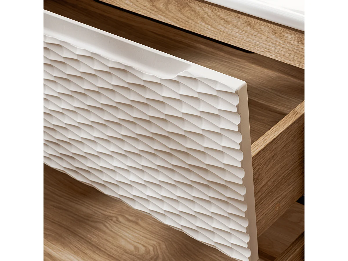 Meuble sous-vasque 60cm plan de toilette Elora Beige et bois