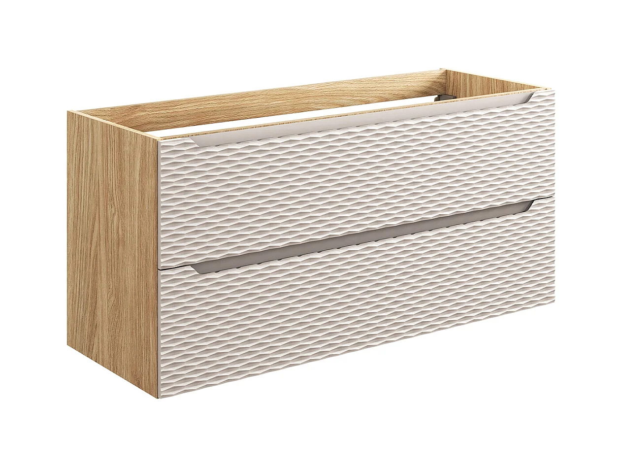 Meuble sous-vasque 120cm 2 tiroirs Elora Beige et bois