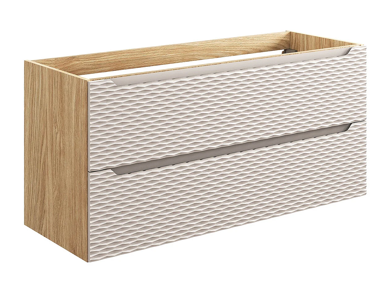 Mueble bajo lavabo 120cm 2 cajones Elora Beige y madera