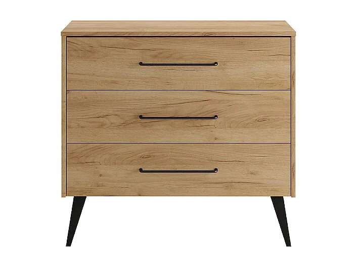 Lit évolutif 70x140 et commode 3 tiroirs Retro Bois