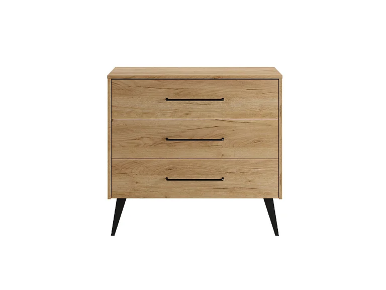 Convertible cot bed 70x140 and 3-drawer chest Pinio Retro Wood