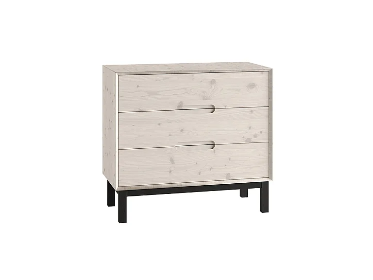 Convertible cot bed 70x140 and 3-drawer chest Pinio Country Bleached wood