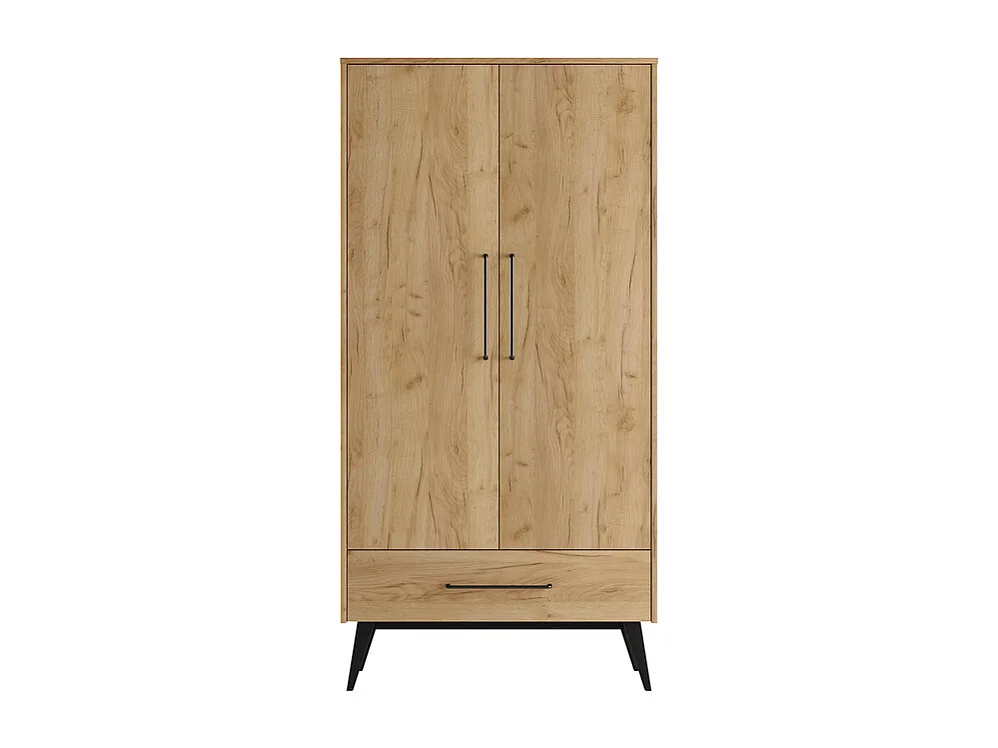 Lit évolutif 70x140 et armoire 2 portes Retro Bois