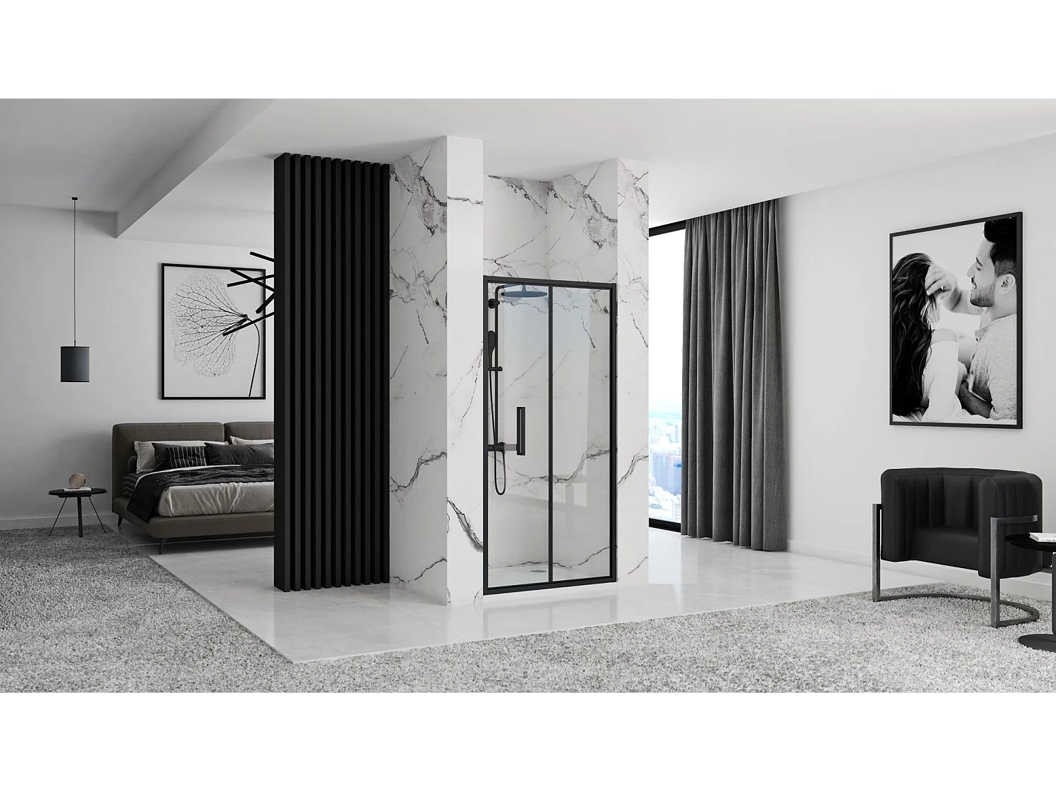 Porte De Douche Rea Rapid Fold 80 Black