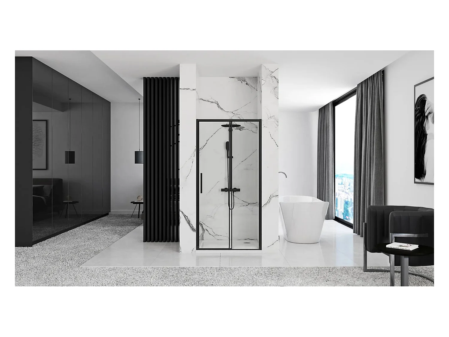 Porte De Douche Coulissante Rea Rapid Slide 130 Black