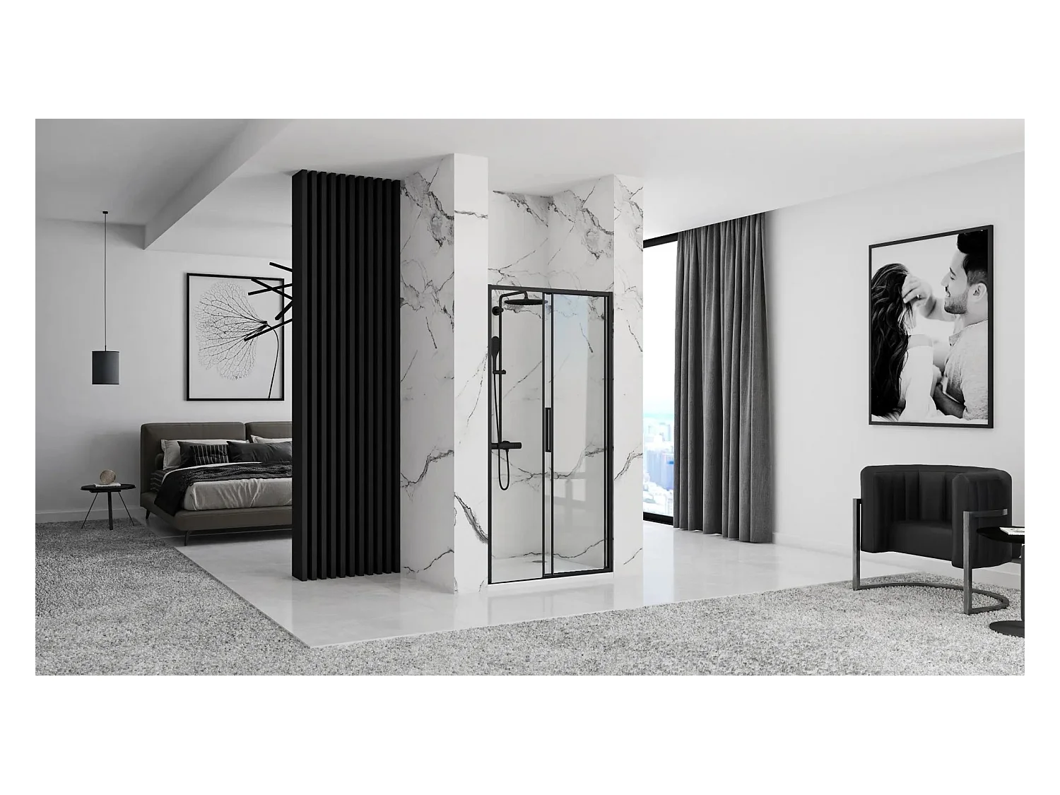 Porte De Douche Coulissante Rea Rapid Slide 130 Black