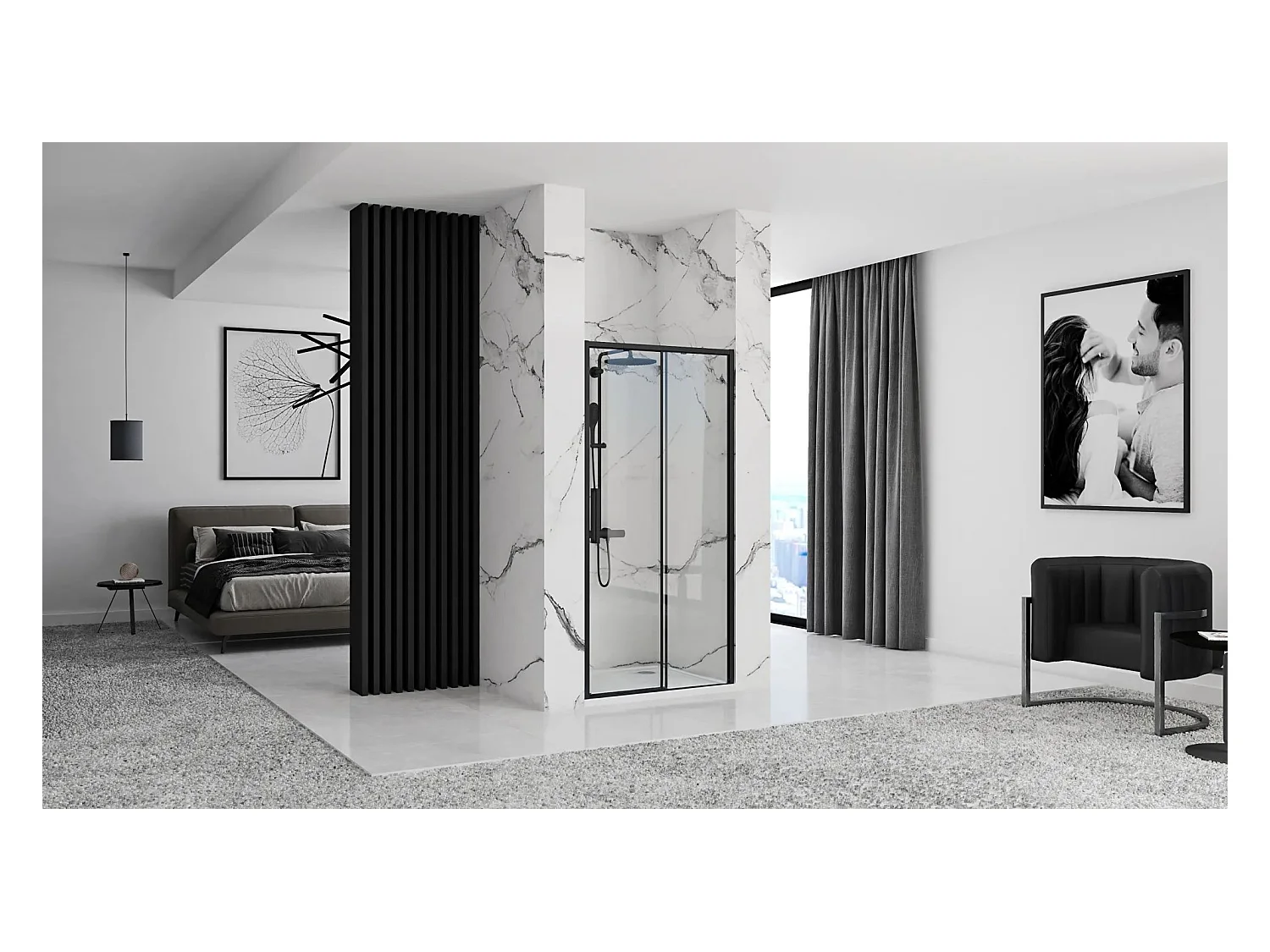 Porte De Douche Coulissante Rea Rapid Slide 130 Black