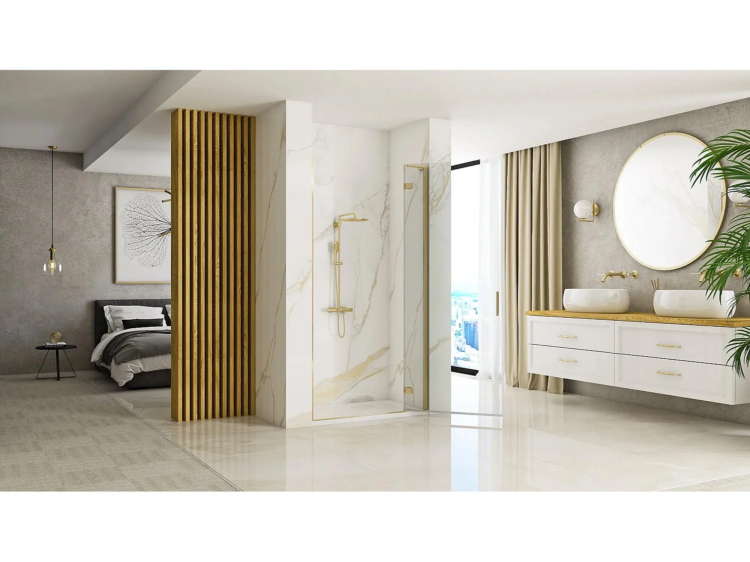 Porte De Douche Rea Hugo 80 Brush Gold