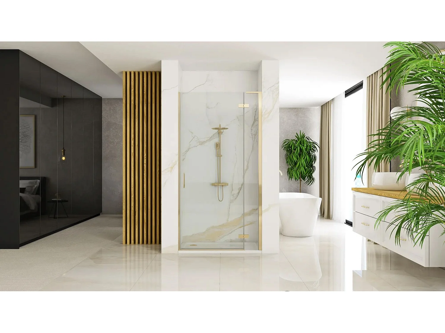 Porte De Douche Rea Hugo 80 Brush Gold