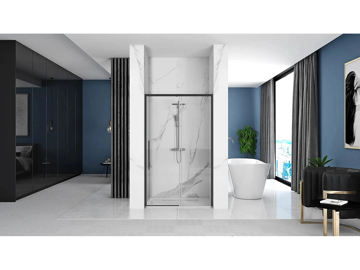 Porte De Douche Rea Solar 140 Black