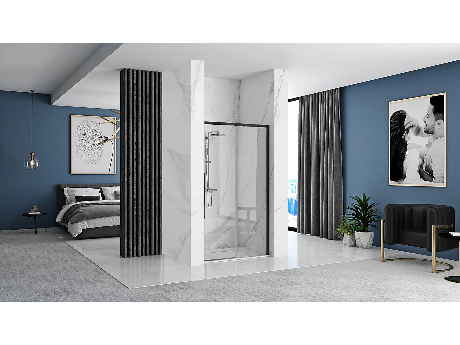 Porte De Douche Coulissante Rea Solar 120 Black