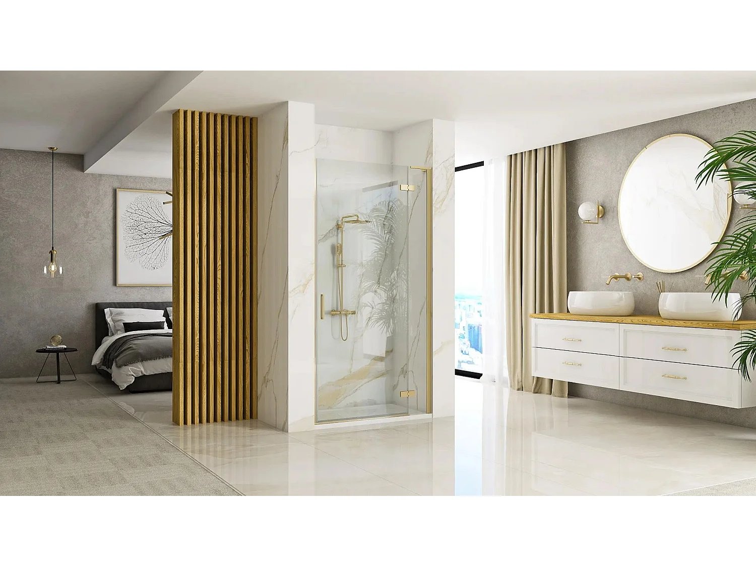 Portas De Chuveiro Rea Hugo 90 Brush Gold