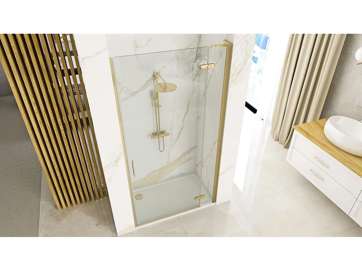 Portas De Chuveiro Rea Hugo 90 Brush Gold