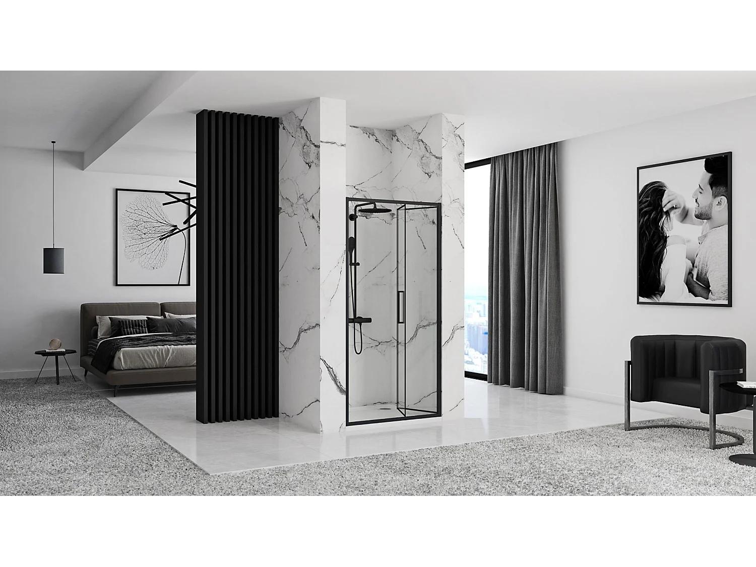 Porte De Douche Rea Rapid Fold 100 Black