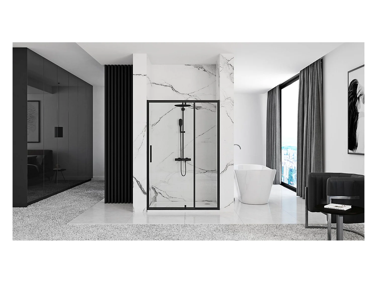 Porte De Douche Rea Rapid Swing 120 Black