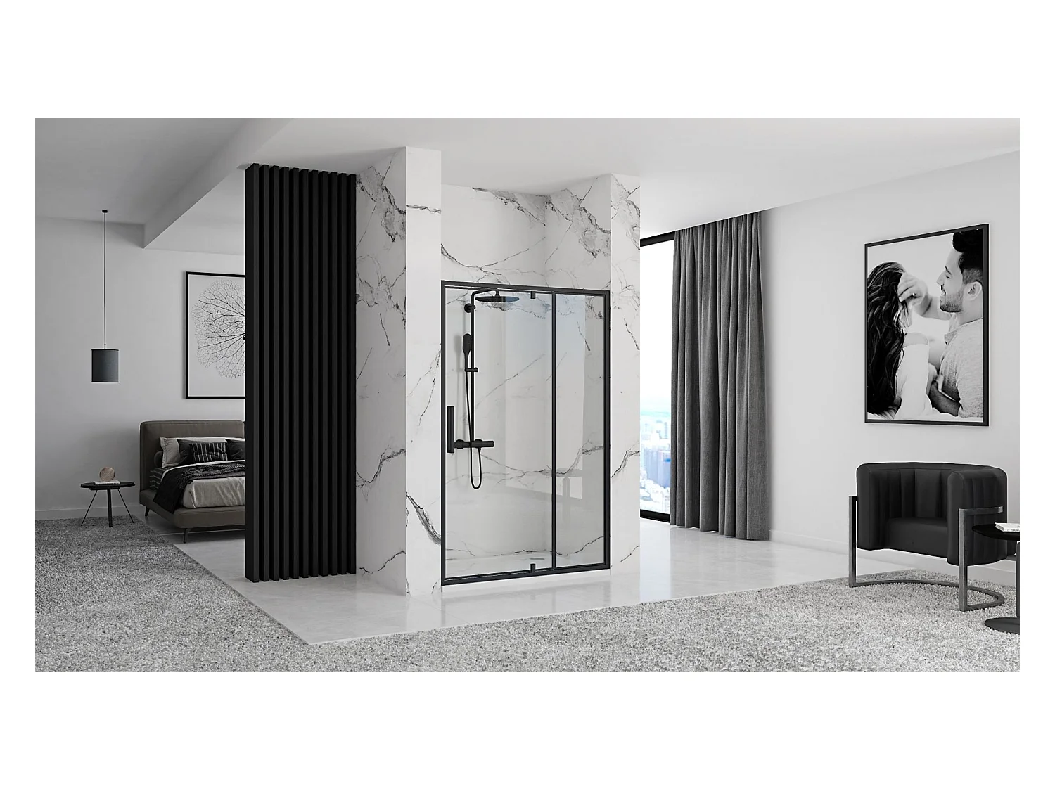 Porte De Douche Rea Rapid Swing 120 Black