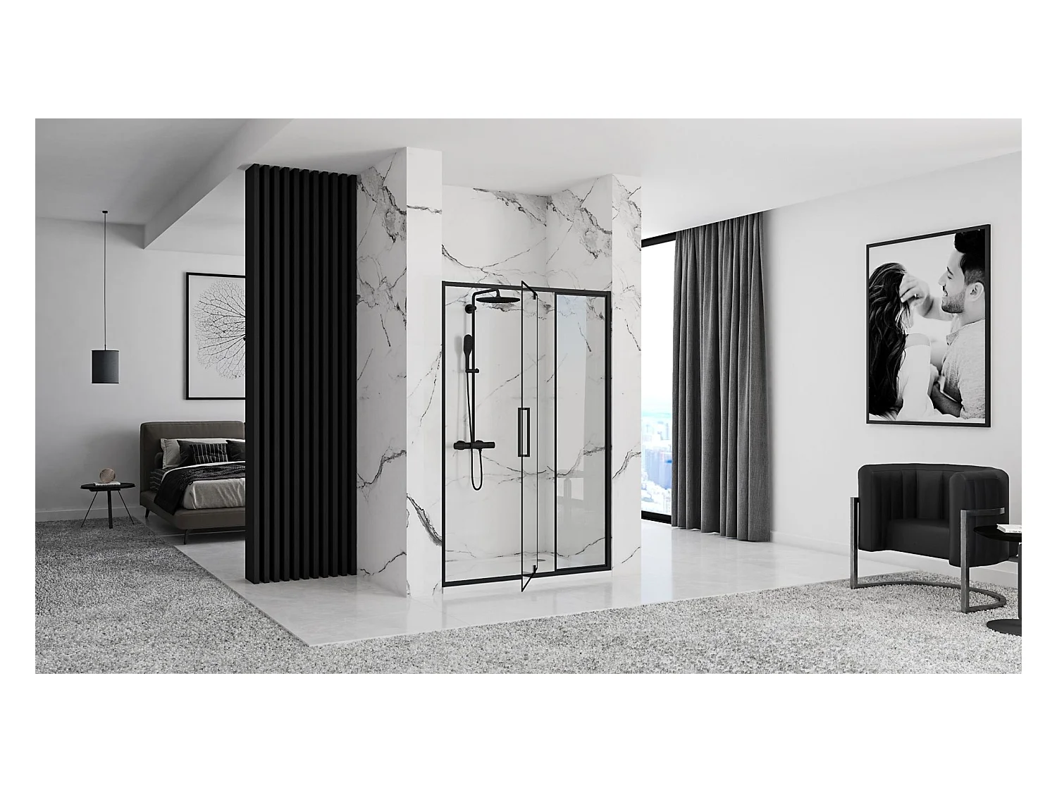 Porte De Douche Rea Rapid Swing 120 Black