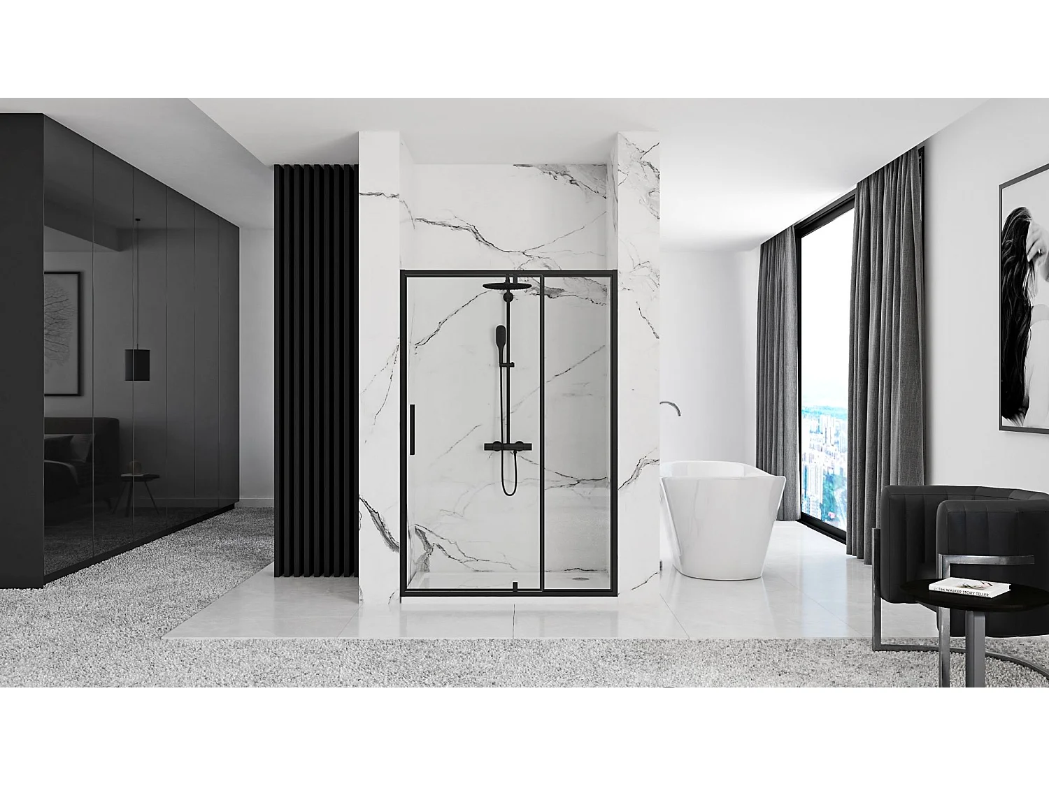 Portas De Chuveiro Rea Rapid Swing 120 Black