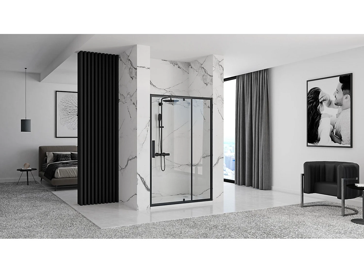 Portas De Chuveiro Rea Rapid Swing 120 Black