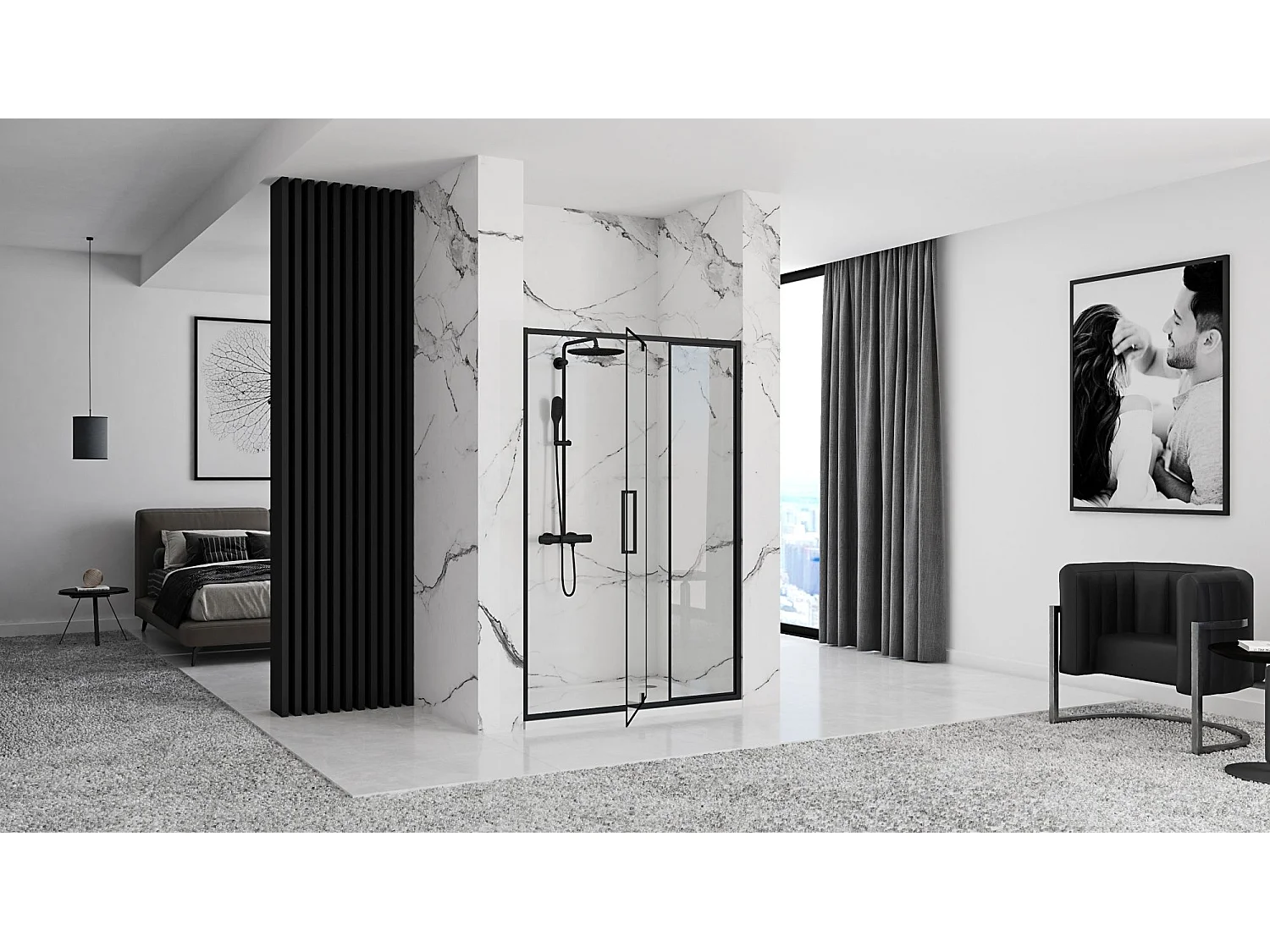 Portas De Chuveiro Rea Rapid Swing 120 Black